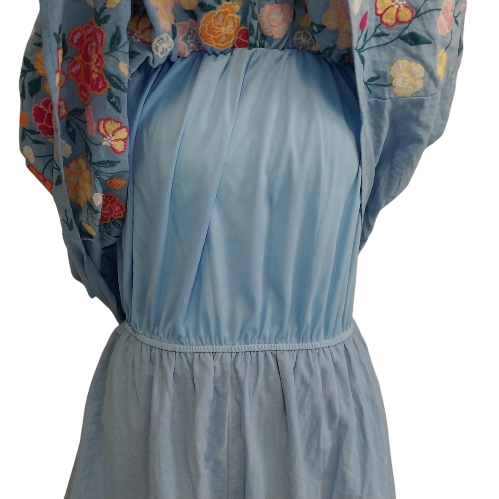 NWT Savanna Jane Blue Floral Embroidered Shorts Romper Womens Size 2X Boho - Picture 9 of 9